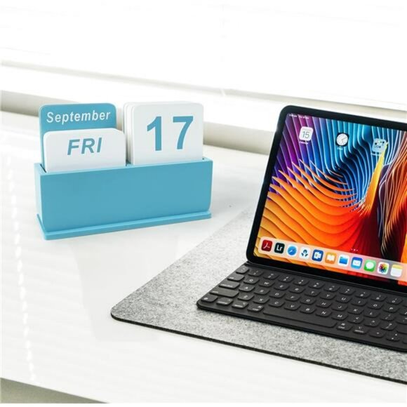 Wooden Desk Calendar Perpetual Daily Flip Display Farmhouse Office Decor Gift - Picture 2 of 8